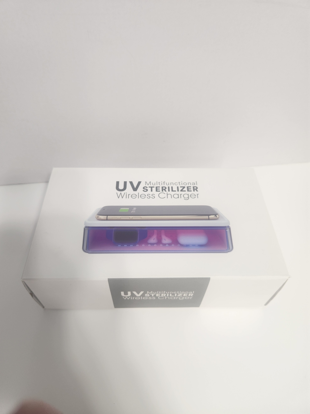 UV Multifunctional Sterilizer Wireless Charger - White with Purple Tray - Picture 8 of 12